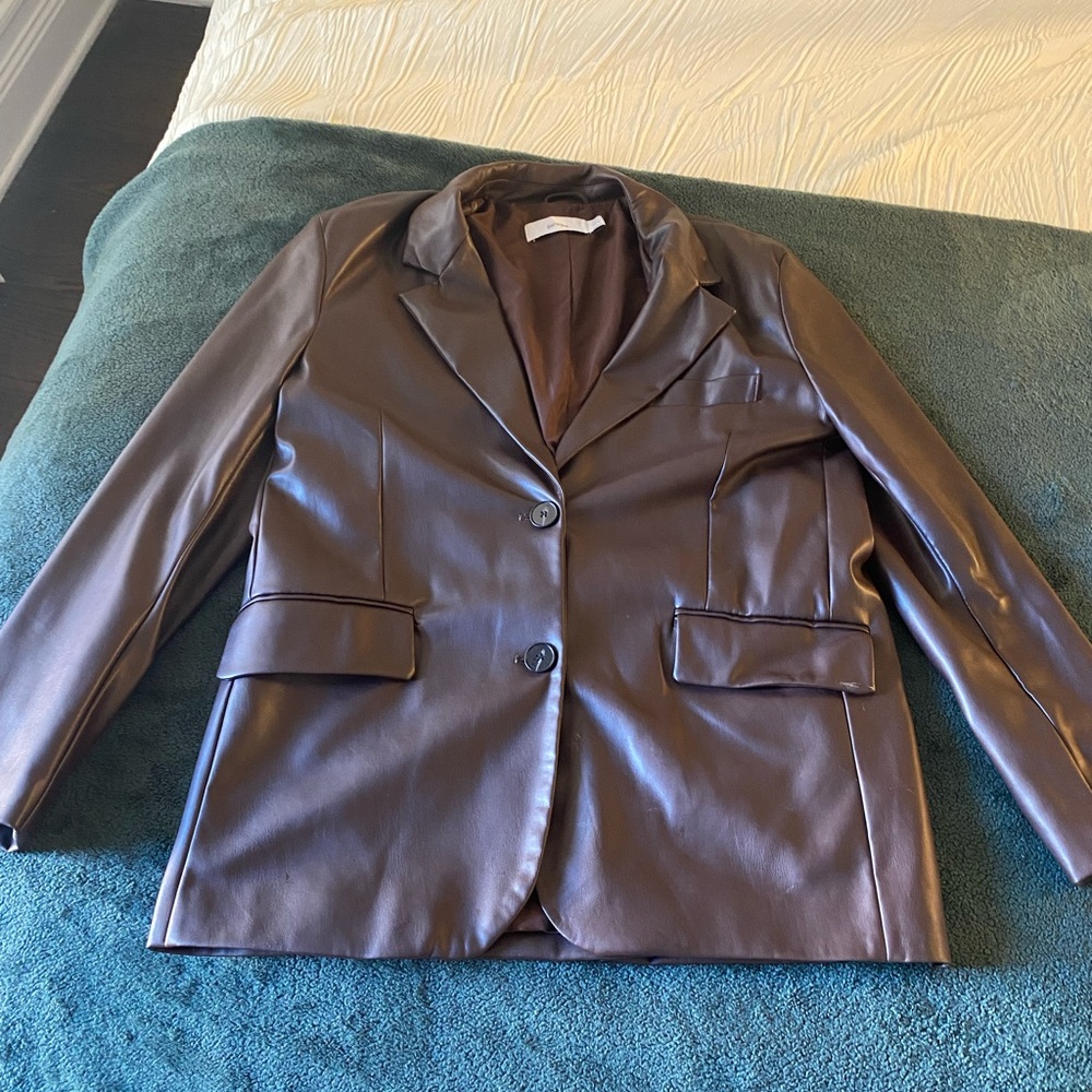 Brown leather blazer